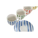 St med 6 kopper og underkopper Home ESPRIT Gul Bl Grn Koral Porceln 90 ml #7