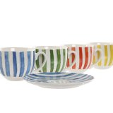St med 6 kopper og underkopper Home ESPRIT Gul Bl Grn Koral Porceln 240 ml #4