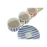 St med 6 kopper og underkopper Home ESPRIT Gul Bl Grn Koral Porceln 240 ml #7