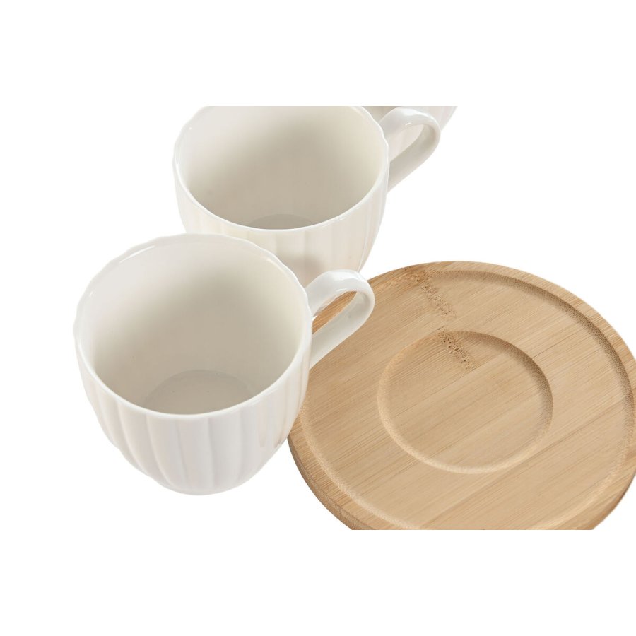 St med 6 kopper og underkopper Home ESPRIT Hvid Natur Bambus Porceln 220 ml #7