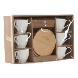 St med 6 kopper og underkopper Home ESPRIT Hvid Natur Bambus Porceln 220 ml #10
