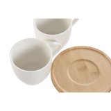 St med 6 kopper og underkopper Home ESPRIT Hvid Natur Bambus Porceln 220 ml #7