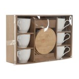 St med 6 kopper og underkopper Home ESPRIT Hvid Natur Bambus Porceln 220 ml #10