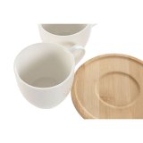 St med 6 kopper og underkopper Home ESPRIT Hvid Natur Bambus Porceln 220 ml #7