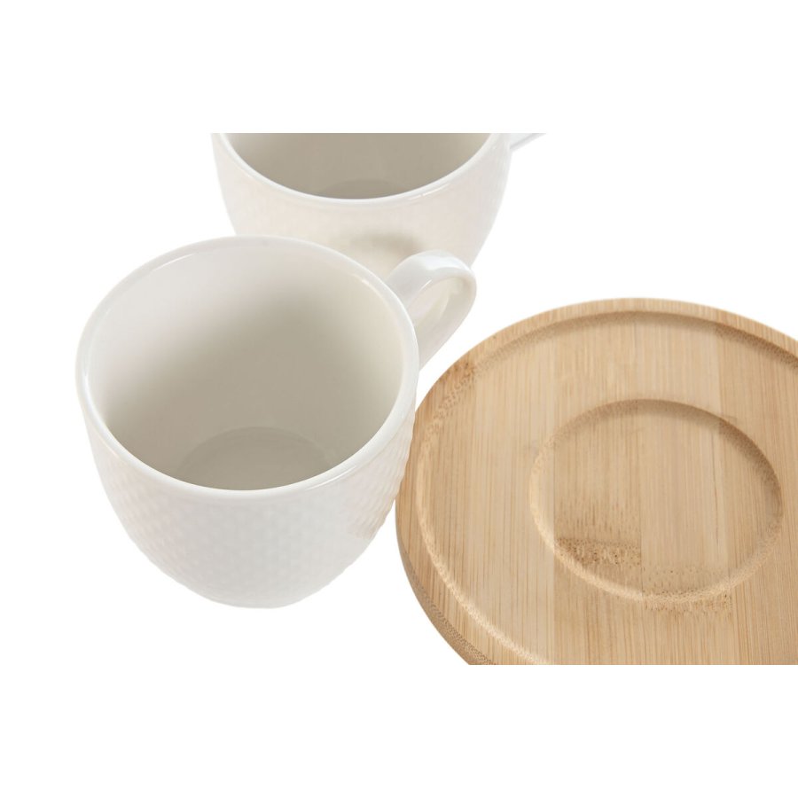 St med 6 kopper og underkopper Home ESPRIT Hvid Natur Bambus Porceln 220 ml #7
