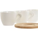 St med 6 kopper og underkopper Home ESPRIT Hvid Natur Bambus Porceln 220 ml #4