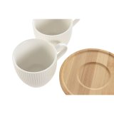 St med 6 kopper og underkopper Home ESPRIT Hvid Natur Bambus Porceln 220 ml #7