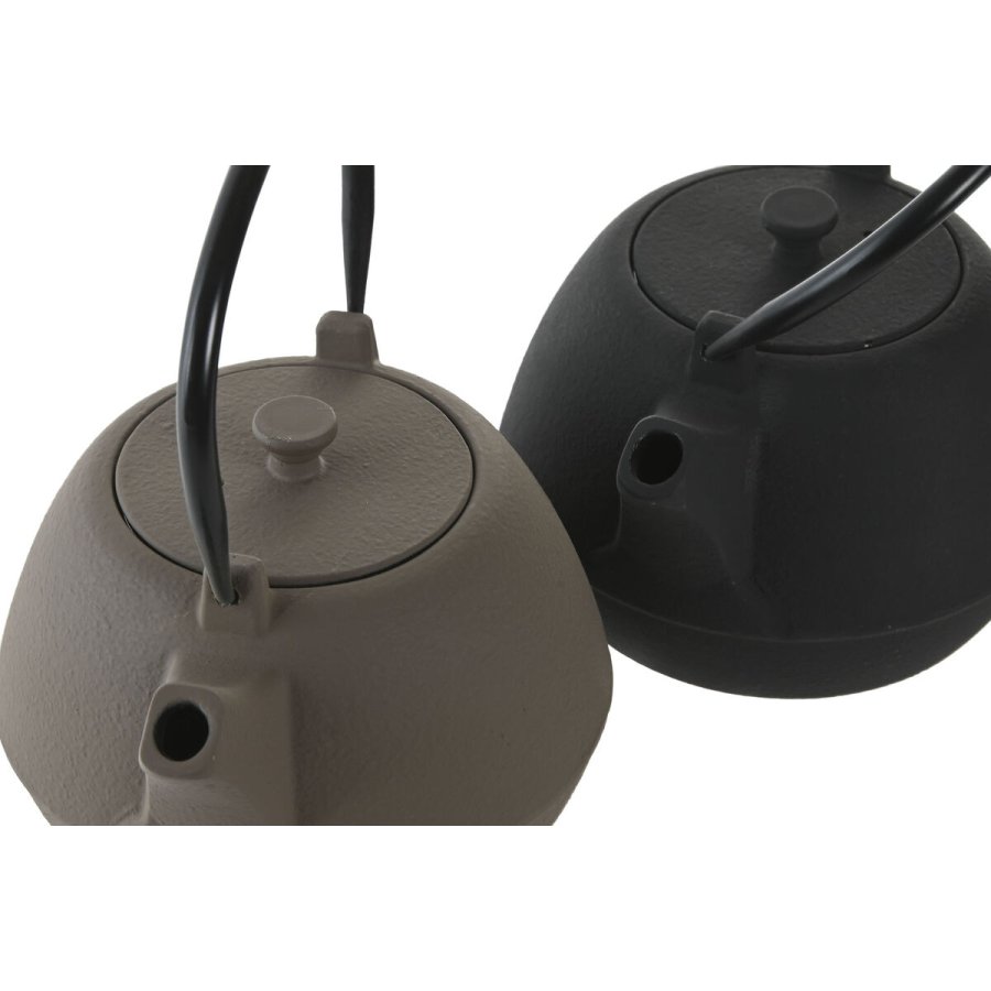 Tekande Home ESPRIT Sort Beige Rustfrit stl Jern 1,2 L (2 enheder) #4