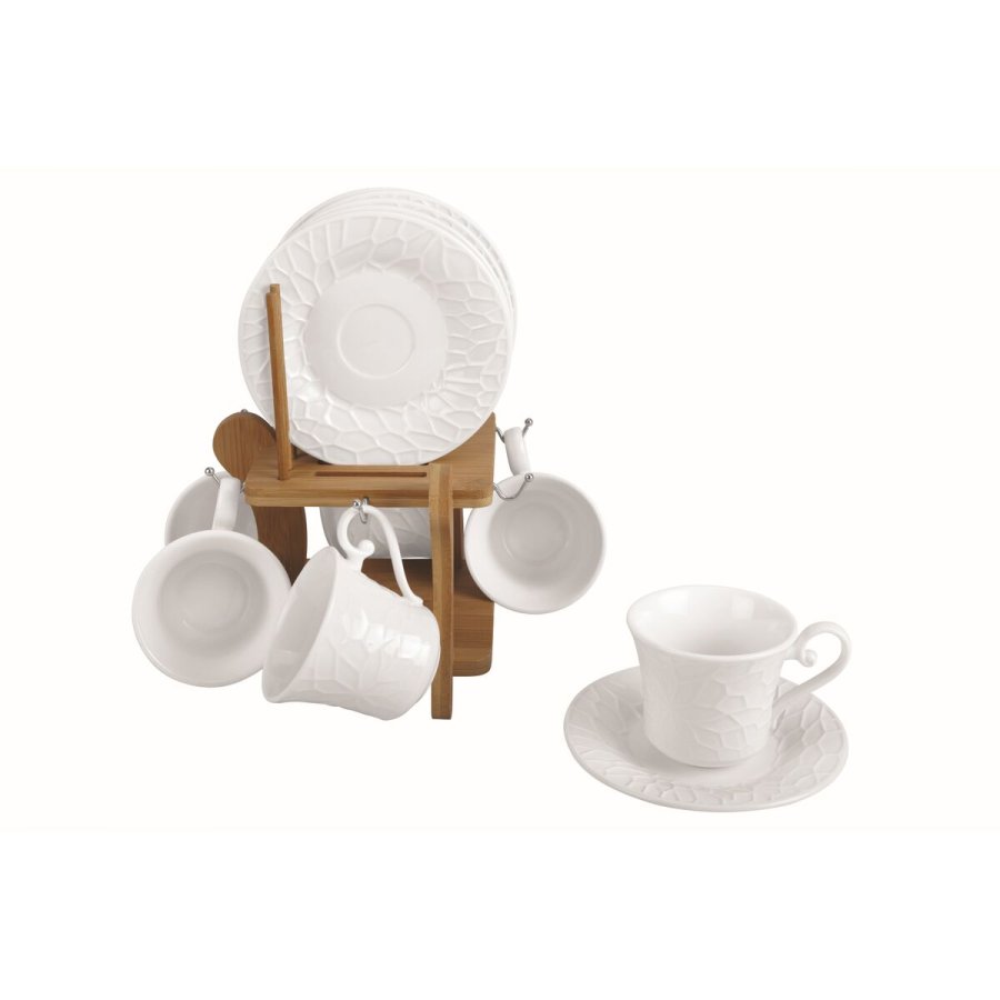 Dele kaffekopst Home ESPRIT Hvid Bambus Porceln 200 ml #1