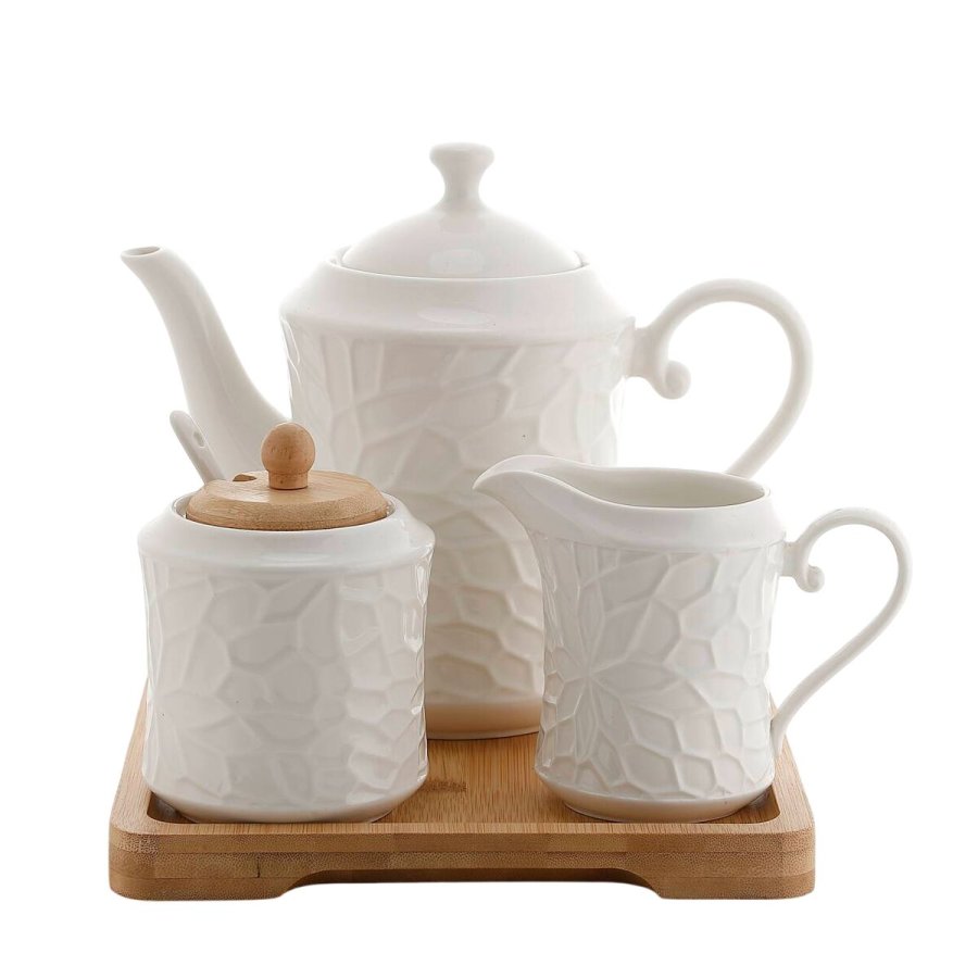 Tekande Home ESPRIT Hvid Bambus Porceln #1