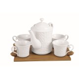 Dele kaffekopst Home ESPRIT Hvid Bambus Porceln #1