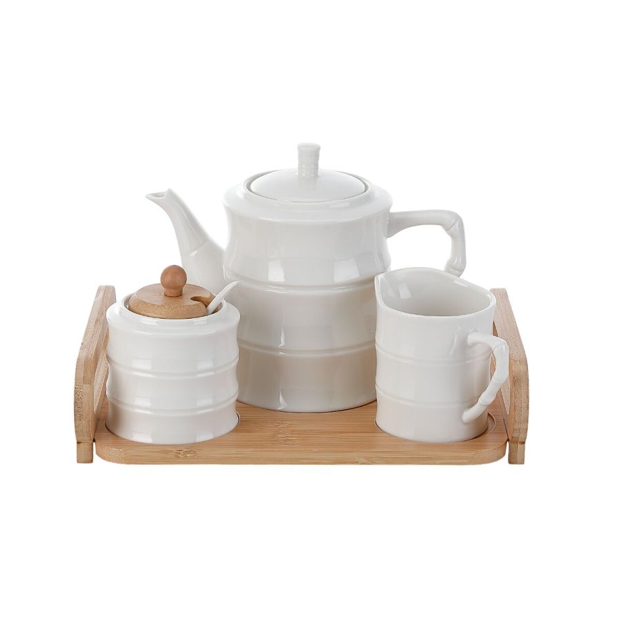 Tekande Home ESPRIT Hvid Bambus Porceln #1