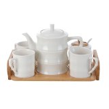 Dele kaffekopst Home ESPRIT Hvid Bambus Porceln 240 ml #1
