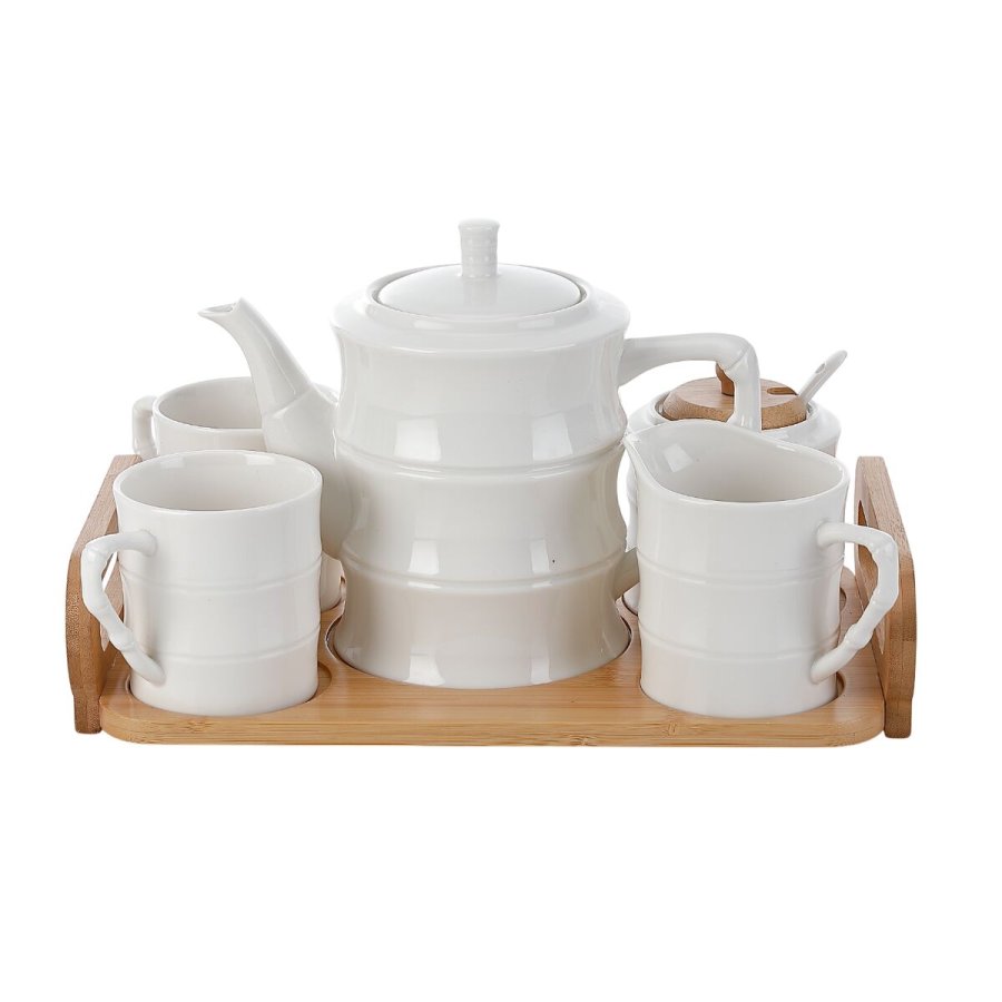 Dele kaffekopst Home ESPRIT Hvid Bambus Porceln 240 ml #1