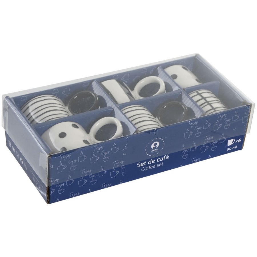 Dele kaffekopst Home ESPRIT Hvid Sort Porceln 90 ml #13