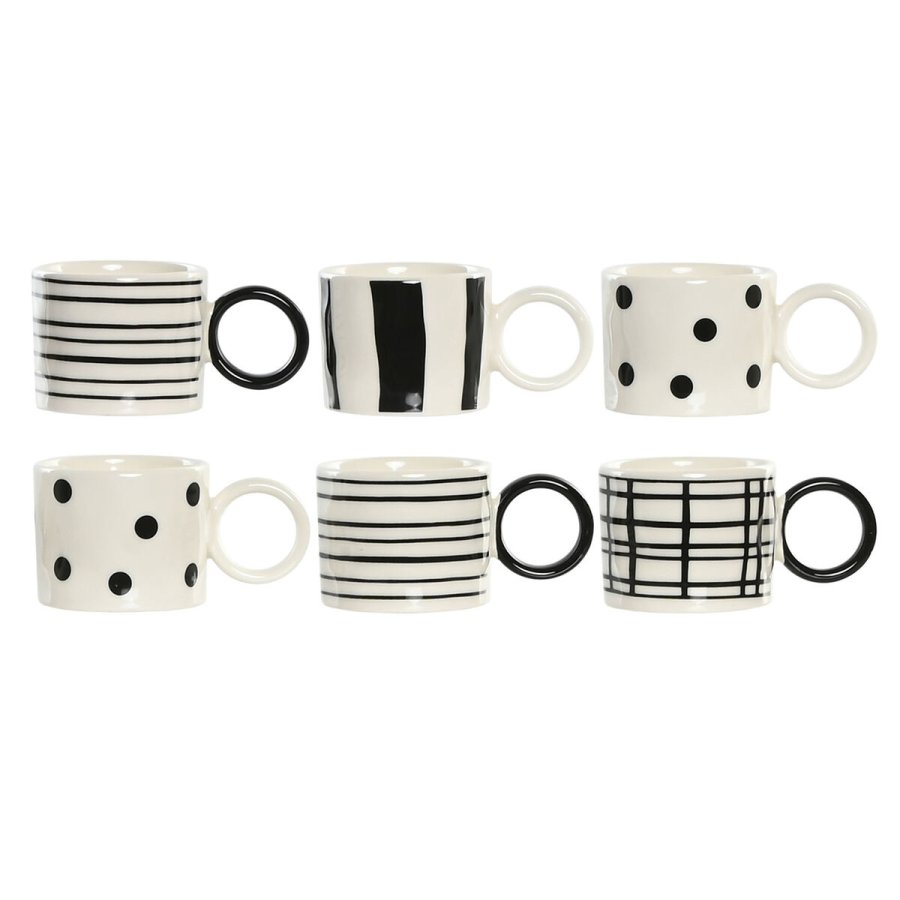 Dele kaffekopst Home ESPRIT Hvid Sort Porceln 90 ml #1