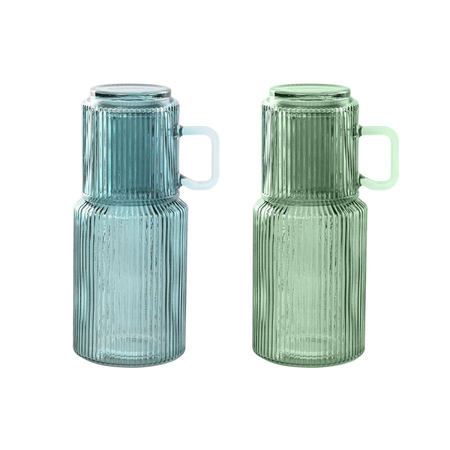 Vandflaske Home ESPRIT Bl Grn Krystal 1 L (2 enheder) #1