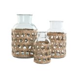 Vase Home ESPRIT Natur Krystal 18,3 x 18,3 x 30 cm (3 Dele) #4