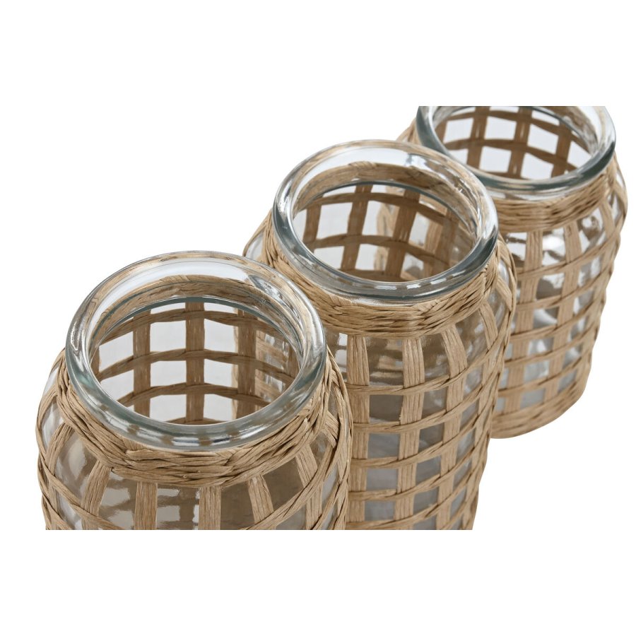 St med 3 Vaser Home ESPRIT Natur Krystal 11 x 11 x 21 cm (3 Dele) #3