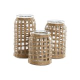 St med 3 Vaser Home ESPRIT Natur Krystal 11 x 11 x 21 cm (3 Dele) #4