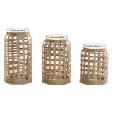 St med 3 Vaser Home ESPRIT Natur Krystal 11 x 11 x 21 cm (3 Dele) #1