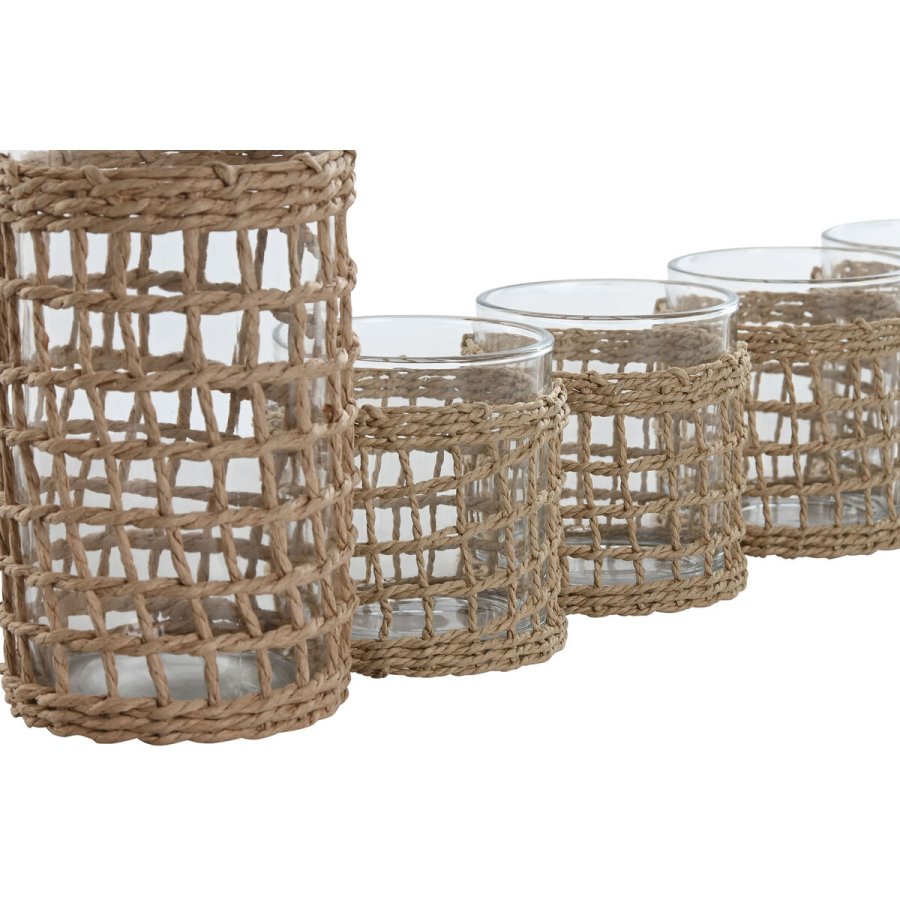 St med glas og flaske Home ESPRIT Natur Krystal Fiber 1 L #2