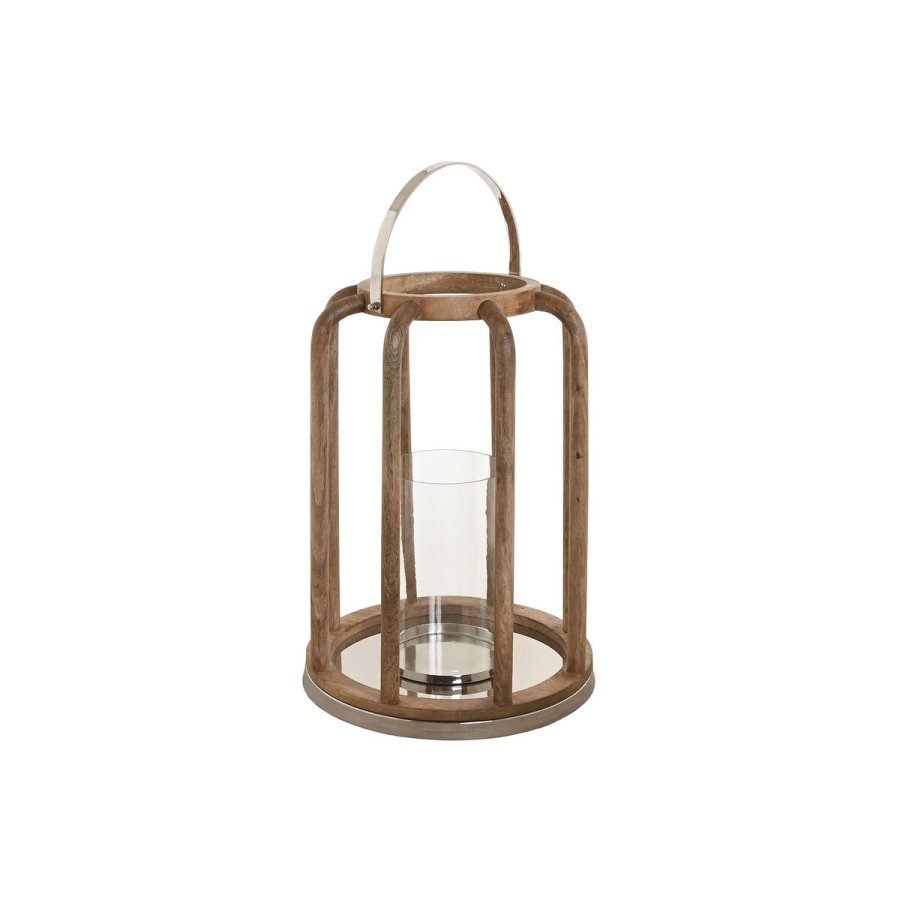 Lyseholder Home ESPRIT Brun Slvfarvet Natur Krystal Mangotr 30 x 30 x 42 cm #1