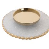 Lyseholder Home ESPRIT Hvid Gylden Krystal Marmor 25 x 25 x 27 cm #2