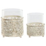 Lyseholder Home ESPRIT Fldefarvet Metal Krystal 11 x 11 x 13 cm (2 enheder) #1