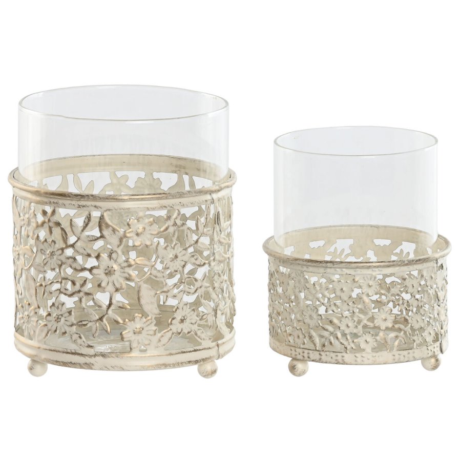 Lyseholder Home ESPRIT Fldefarvet Metal Krystal 11 x 11 x 13 cm (2 enheder) #1