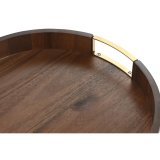 Snack bakke Home ESPRIT Gylden Natur Metal Akacie 35,5 x 35,5 x 5 cm #4