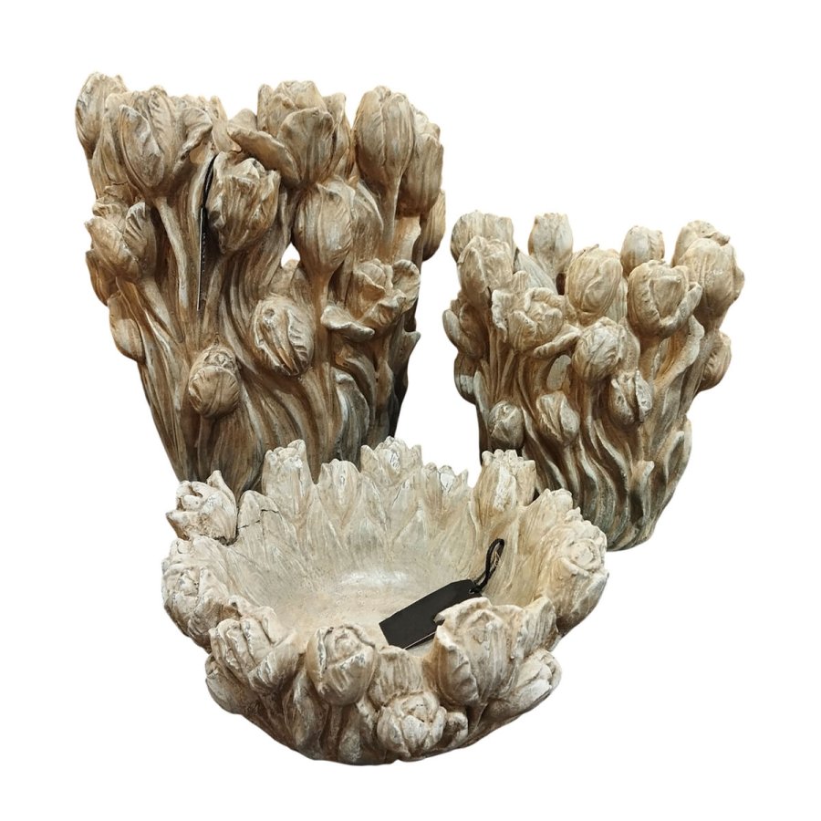 Vase Home ESPRIT Gr Cement Tulipan 29 x 27 x 32 cm #2