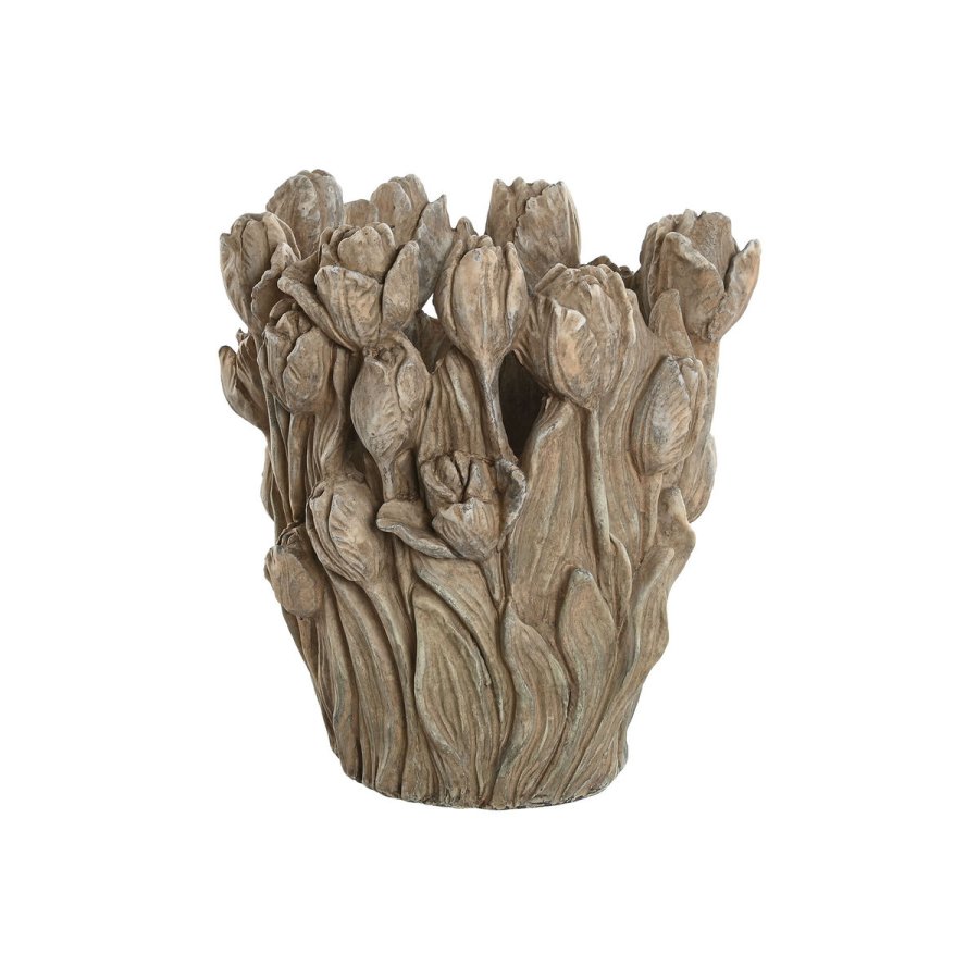 Vase Home ESPRIT Gr Cement Tulipan 29 x 27 x 32 cm #1