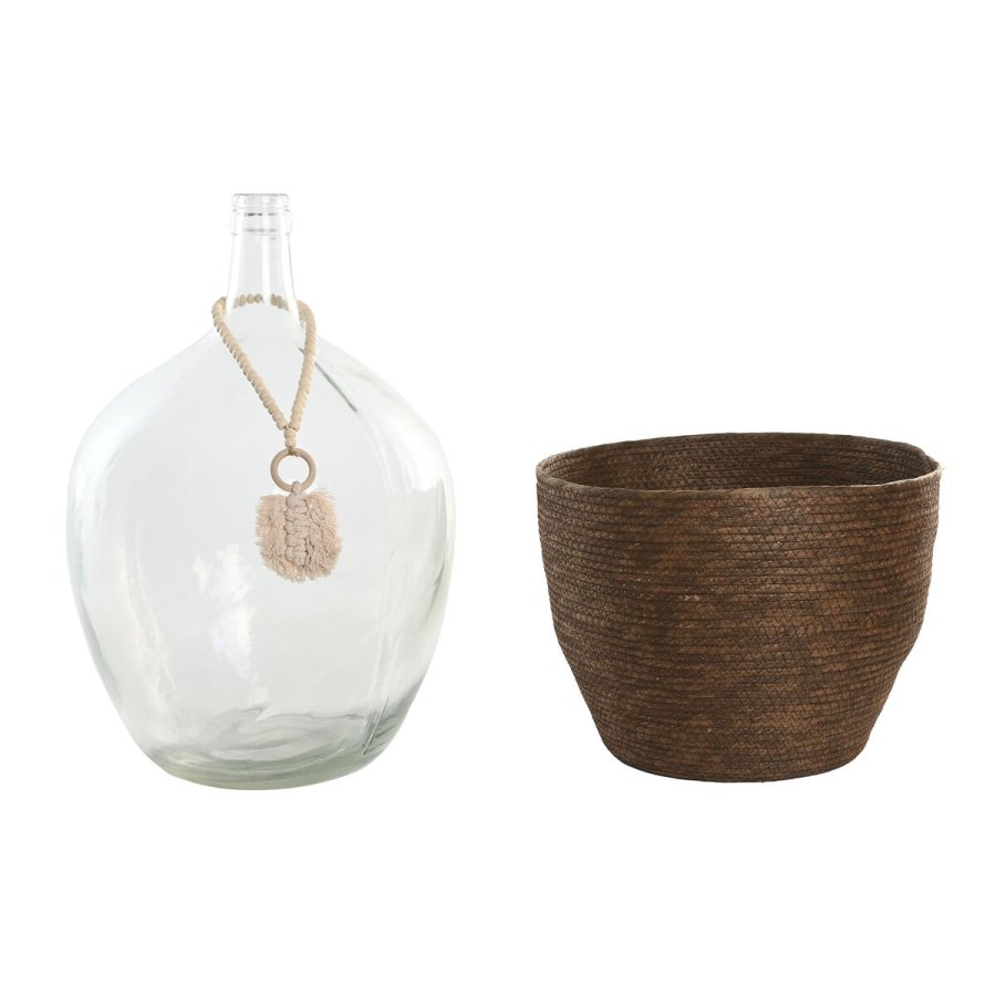 Vase Home ESPRIT Gennemsigtig Mrkebrun Krystal Kolonistil 37 x 37 x 55 cm #4