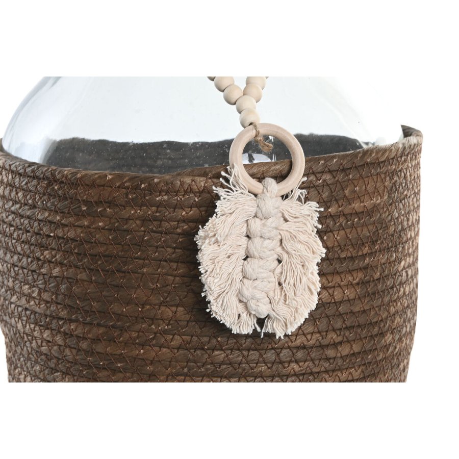 Vase Home ESPRIT Gennemsigtig Mrkebrun Krystal Natur Kolonistil 26 x 26 x 39 cm #2