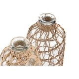 Vase Home ESPRIT Gennemsigtig Lys brun Krystal Natur Middelhavet 12 x 12 x 33 cm (2 enheder) #3