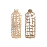 Vase Home ESPRIT Gennemsigtig Lys brun Krystal Natur Middelhavet 12 x 12 x 33 cm (2 enheder) #1