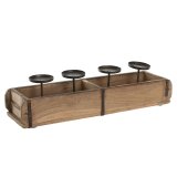 Lyseholder Home ESPRIT Natur Jern Teak 60 x 15 x 14 cm #1