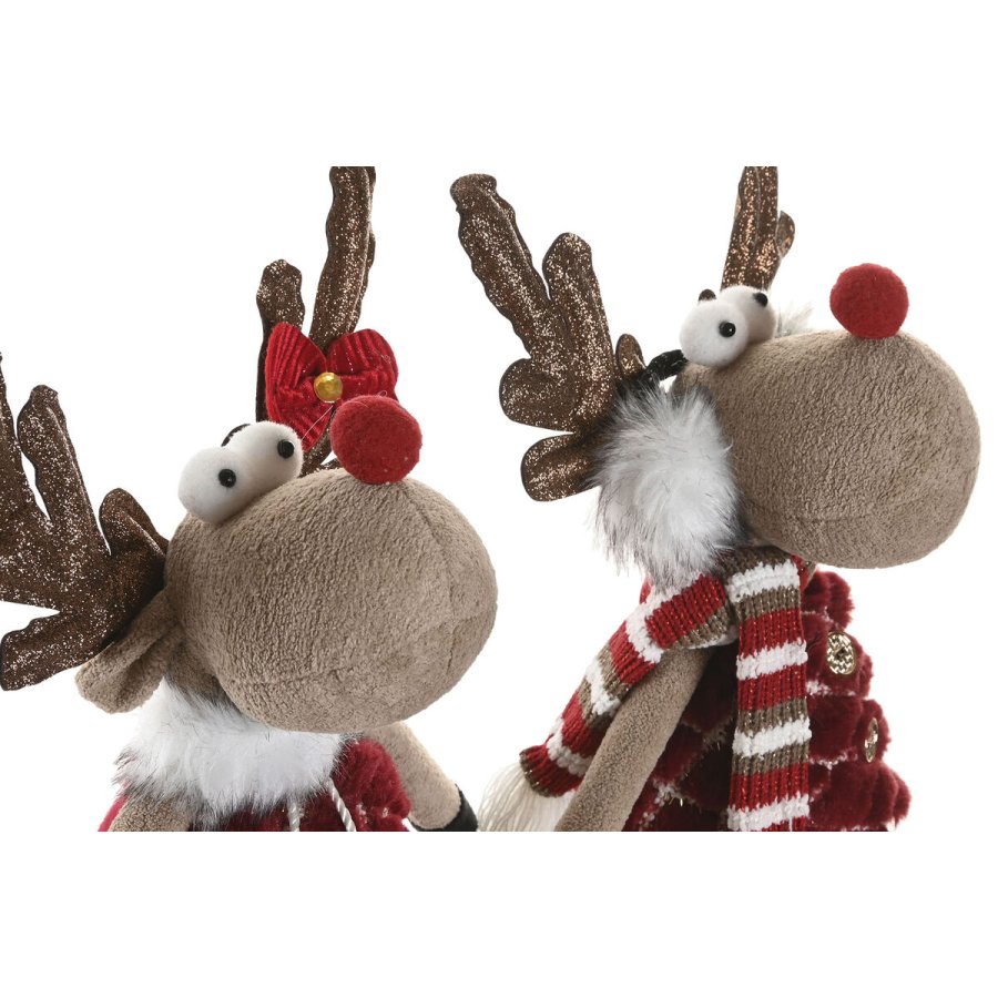 Julepynt Home ESPRIT Brun R�d Gr�n Rensdyr 23 x 16 x 41 cm (2 enheder) #2