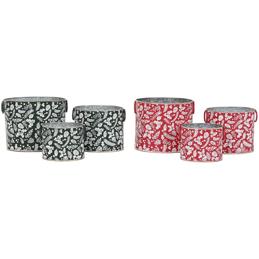 Spil med Dekorative �sker Home ESPRIT R�d Gr�n Jul 28,5 x 19,5 x 24 cm (3 Dele) (2 enheder) #4