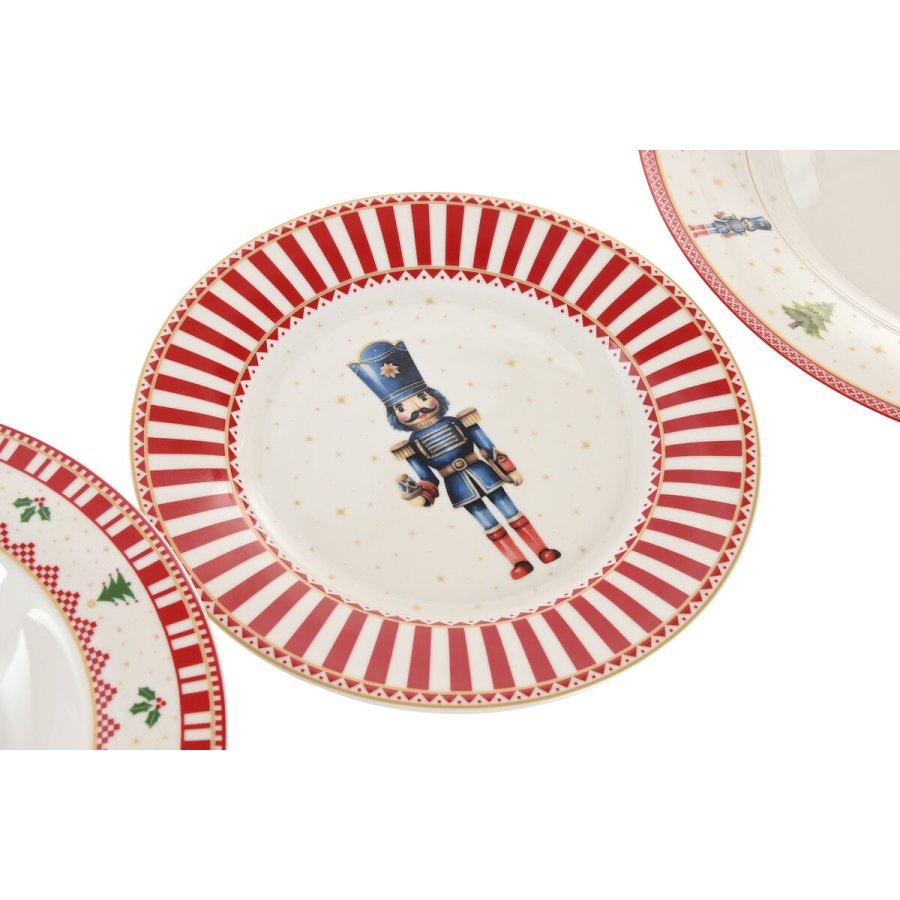 Spisestel Home ESPRIT Hvid R�d Gr�n Porcel�n Jul 18 Dele #2