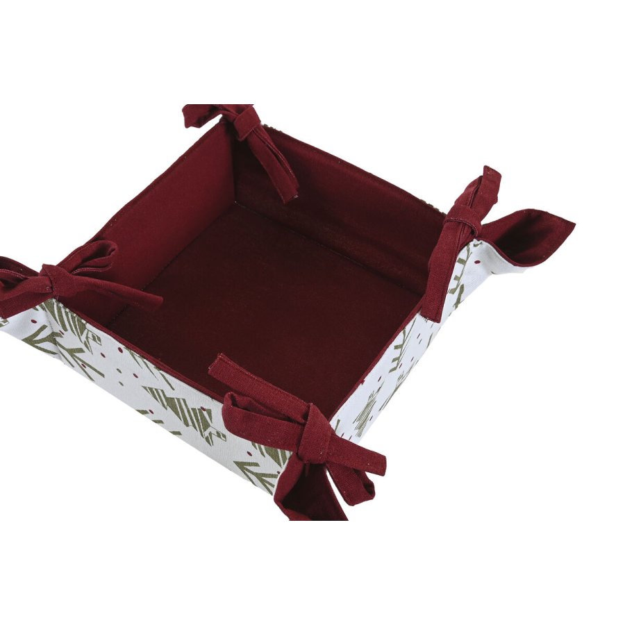 Dekorativ kurv Home ESPRIT Hvid R�d Gr�n Beige Tr� Jul 30 x 30 x 8 cm #2