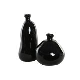 Vase Home ESPRIT Sort Genbrugsglas 22 x 22 x 51 cm #2