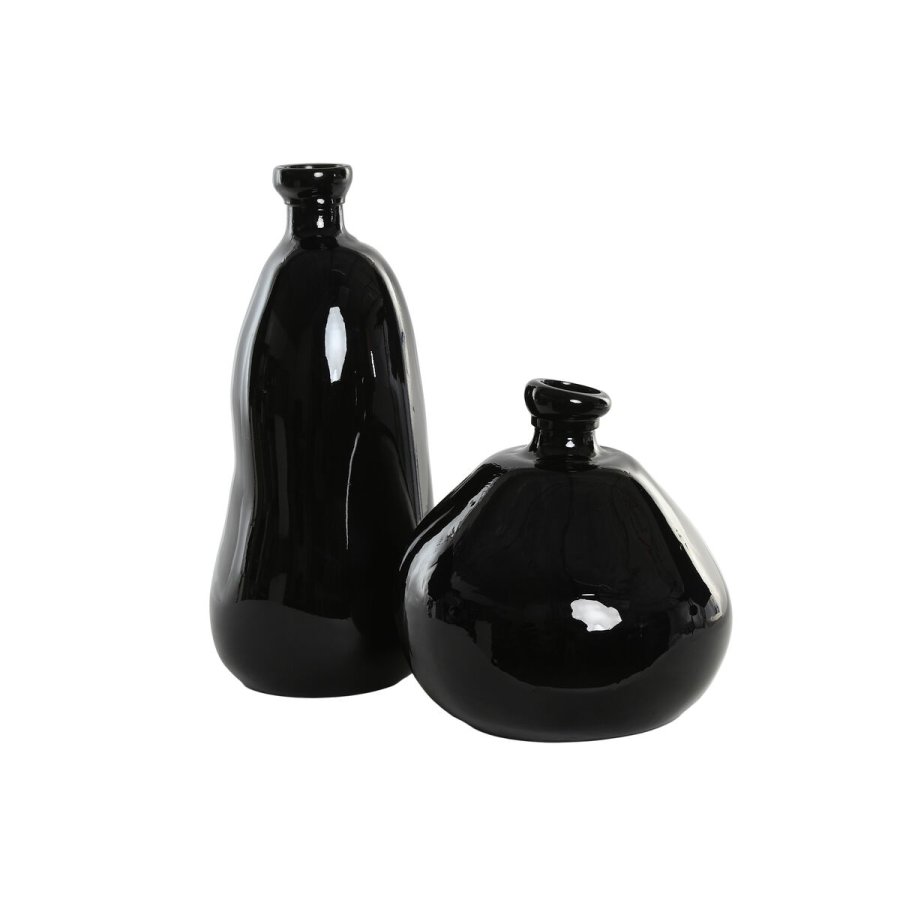 Vase Home ESPRIT Sort Genbrugsglas 22 x 22 x 51 cm #2