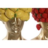 Vase Home ESPRIT Gul Rd Harpiks Gylden Moderne Frugt 28 x 17 x 35 cm (2 enheder) #2