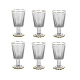 S�t med glas Home ESPRIT Gennemsigtig Gylden Krystal 445 ml #1