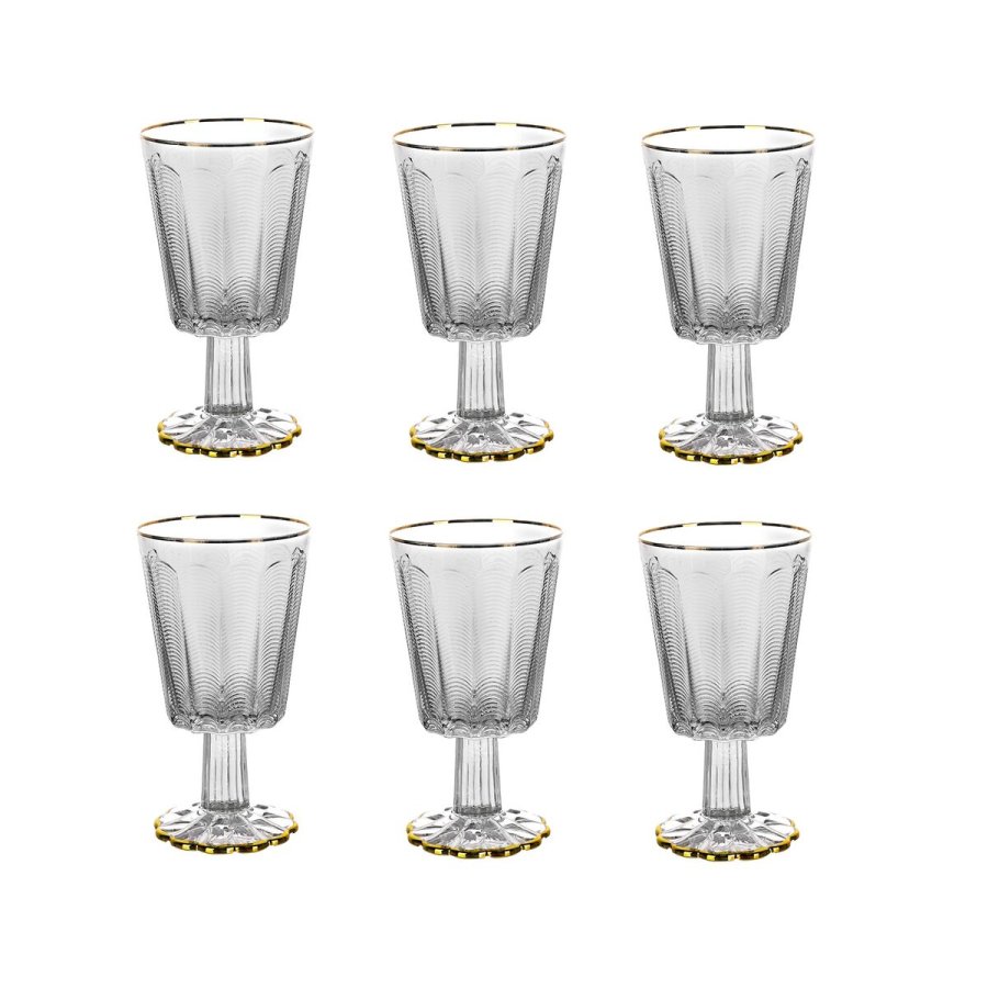 S�t med glas Home ESPRIT Gennemsigtig Gylden Krystal 445 ml #1