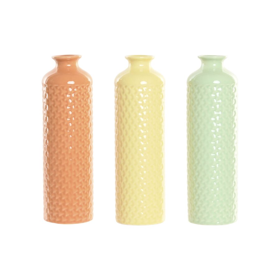 Vase Home ESPRIT Grn Beige Terrakotta Dolomite 9 x 9 x 30 cm (3 enheder) #1