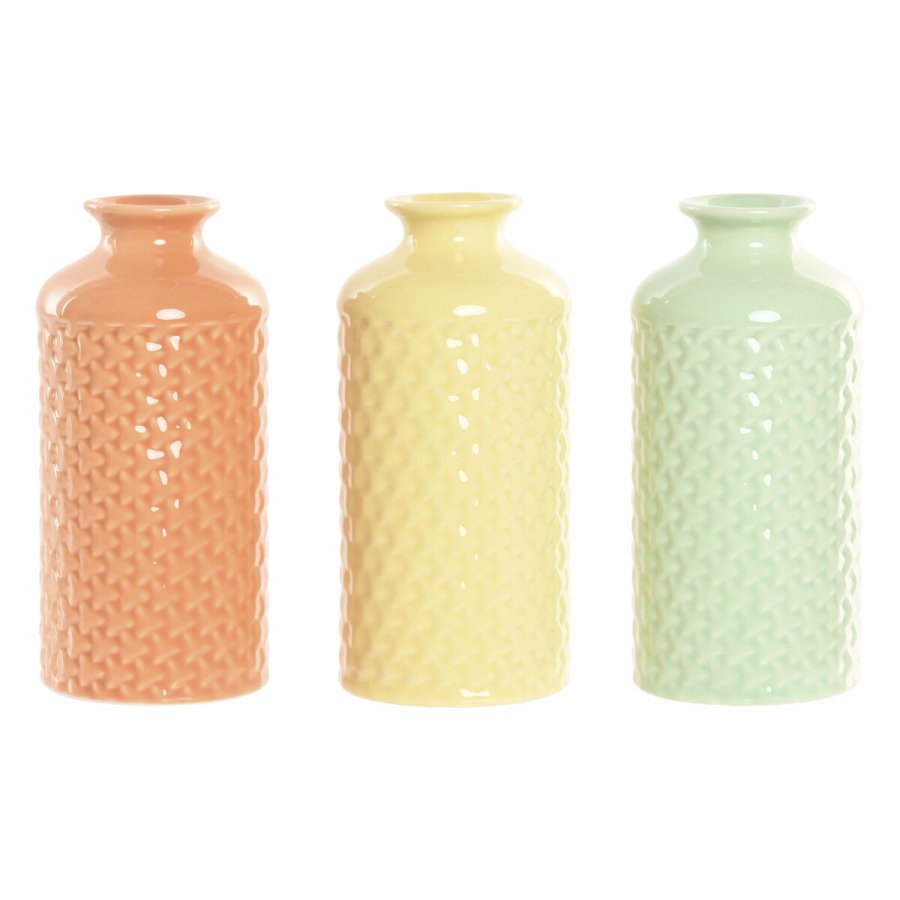 Vase Home ESPRIT Grn Beige Gr Terrakotta Dolomite 9 x 9 x 19 cm (3 enheder) #1