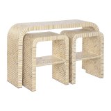 S�t med 3 borde Home ESPRIT Hvid Brun 120 x 30 x 70 cm (3 Dele) #1